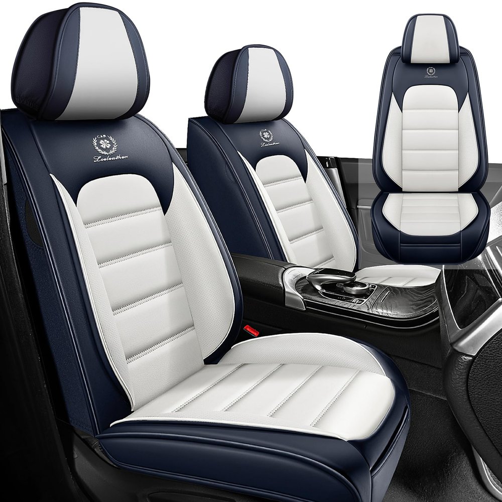 Car Seat Cover Fit for Toyota Venza 2009-2024,Compatible Airbag Non-Slip Waterproof Seat Cover,Car Seat Protector Premium Interior (Standard 2 Seats,Blue White)