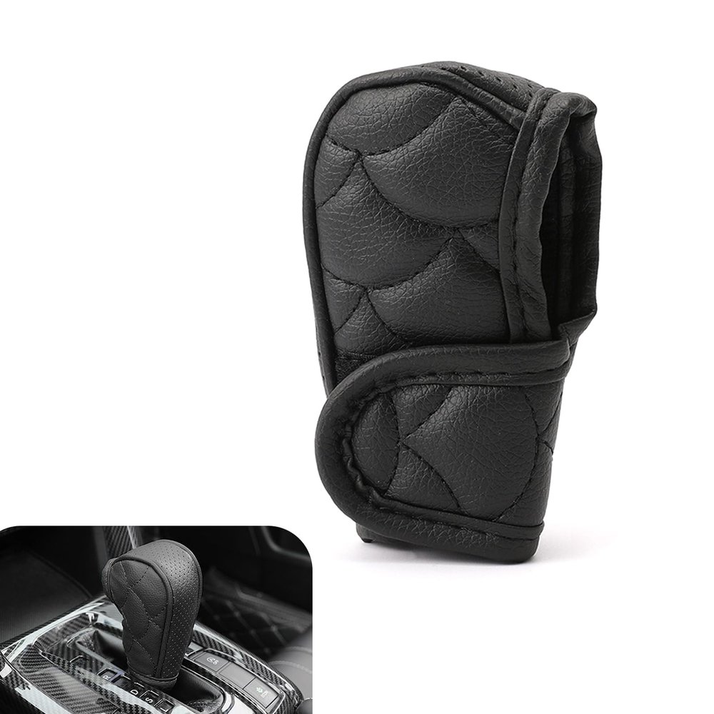 Flygun 1 PC Car Gear Shift Cover Replacement, Breathable Leather Design, Soft Durable Vehicle Gear Shifter Decor, Universal Waterproof Automotive Shifter Protector for Truck SUV Car (Black)