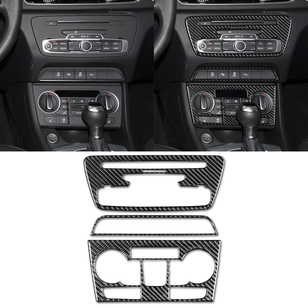 JKYUKU Real Carbon Fiber for Audi Accessories Center Console Cd Radio