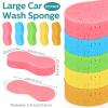 Dandat 20 Pcs Large Car Wash Sponge Multi Purpose Cleaning Scrubber Non Scratch Thick Dish Household Cleaning Sponge Foam Washing Pad Handy Scrubber for Car, Mix Colors view 2