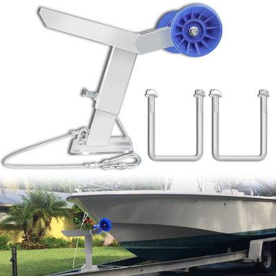 DNShorix Boat Trailer Winch Post with Roller, Fits 3"" W x 4"" H Trailer Drawbar, Boat Trailer Winch Stand, Adjustment Height Boat Winch Mount, silver
