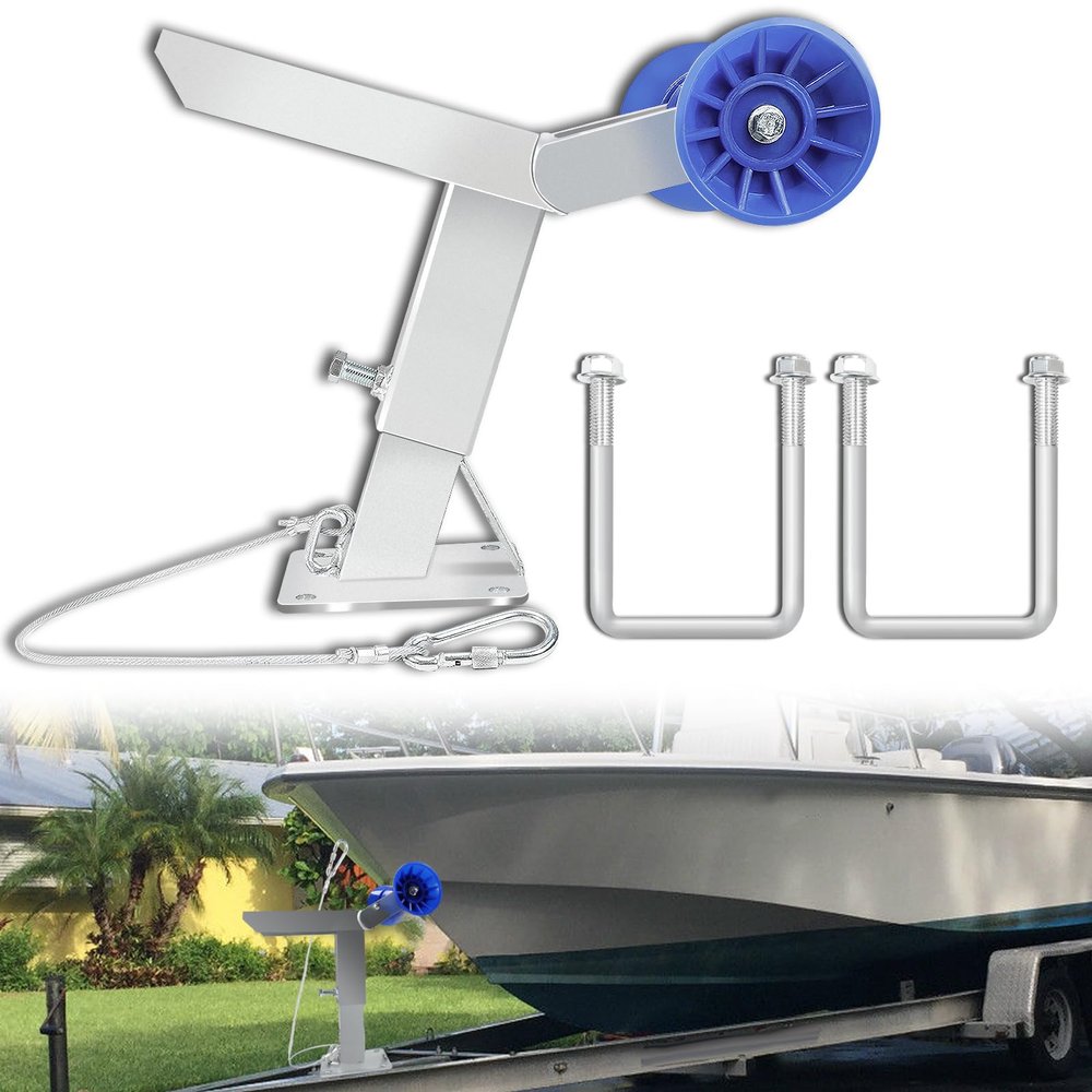 DNShorix Boat Trailer Winch Post with Roller, Fits 3"" W x 4"" H Trailer Drawbar, Boat Trailer Winch Stand, Adjustment Height Boat Winch Mount, silver