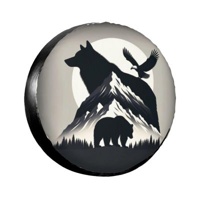 Mountain Animals Decorative Tire Covers Weatherproof Spare Tire Cover - Universal Fit for RV, SUV, Camper, Camping & Travel Trailer 14 in