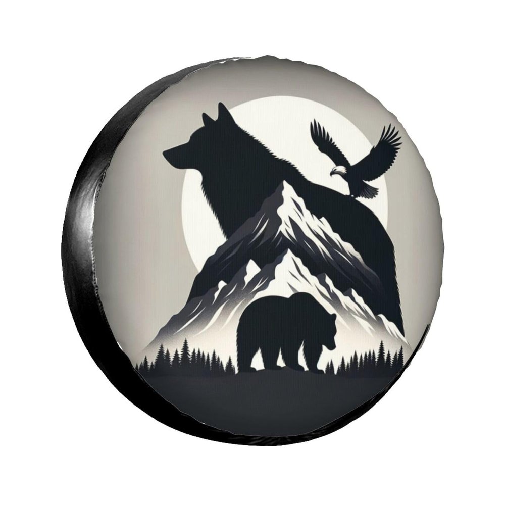 Mountain Animals Decorative Tire Covers Weatherproof Spare Tire Cover - Universal Fit for RV, SUV, Camper, Camping & Travel Trailer 14 in