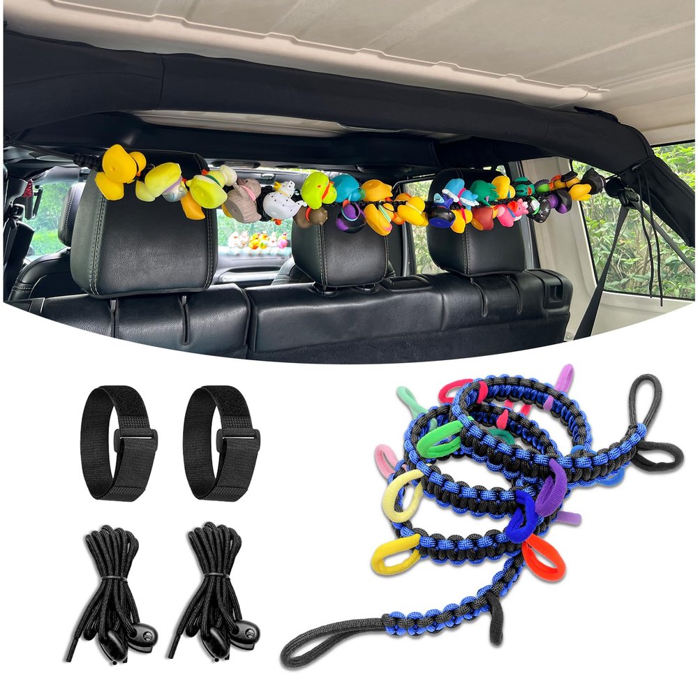 Rubber Ducks Holder for Jeep,Paracord Duck Holder for Jeep Wrangler YJ TJ JK JL JT,Can Hold 34 Rubber Ducks,Black/Blue