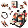 Garronmavis Graffiti Patterns Painting Car Seat Covers Full Set Gradient Pattern Headrest Cover Front Rear Seat Cover Abstract Art Steering Wheel Cover for SUV Trucks Vans view 1