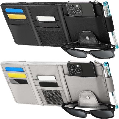 BOAO 2 Pack Car Sunvisor Organizer, Large, Black, Gray