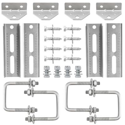 Racewill 4 Pack Boat Trailer Bunk Brackets: 8" Galvanized Swivel Top Style Boat Bunk Bracket Kit with Hardware, for 1.5" x 3", 2" x 3", 3" x 3" Boat Trailer Crossmember