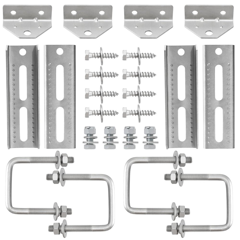 Racewill 4 Pack Boat Trailer Bunk Brackets: 8" Galvanized Swivel Top Style Boat Bunk Bracket Kit with Hardware, for 1.5" x 3", 2" x 3", 3" x 3" Boat Trailer Crossmember