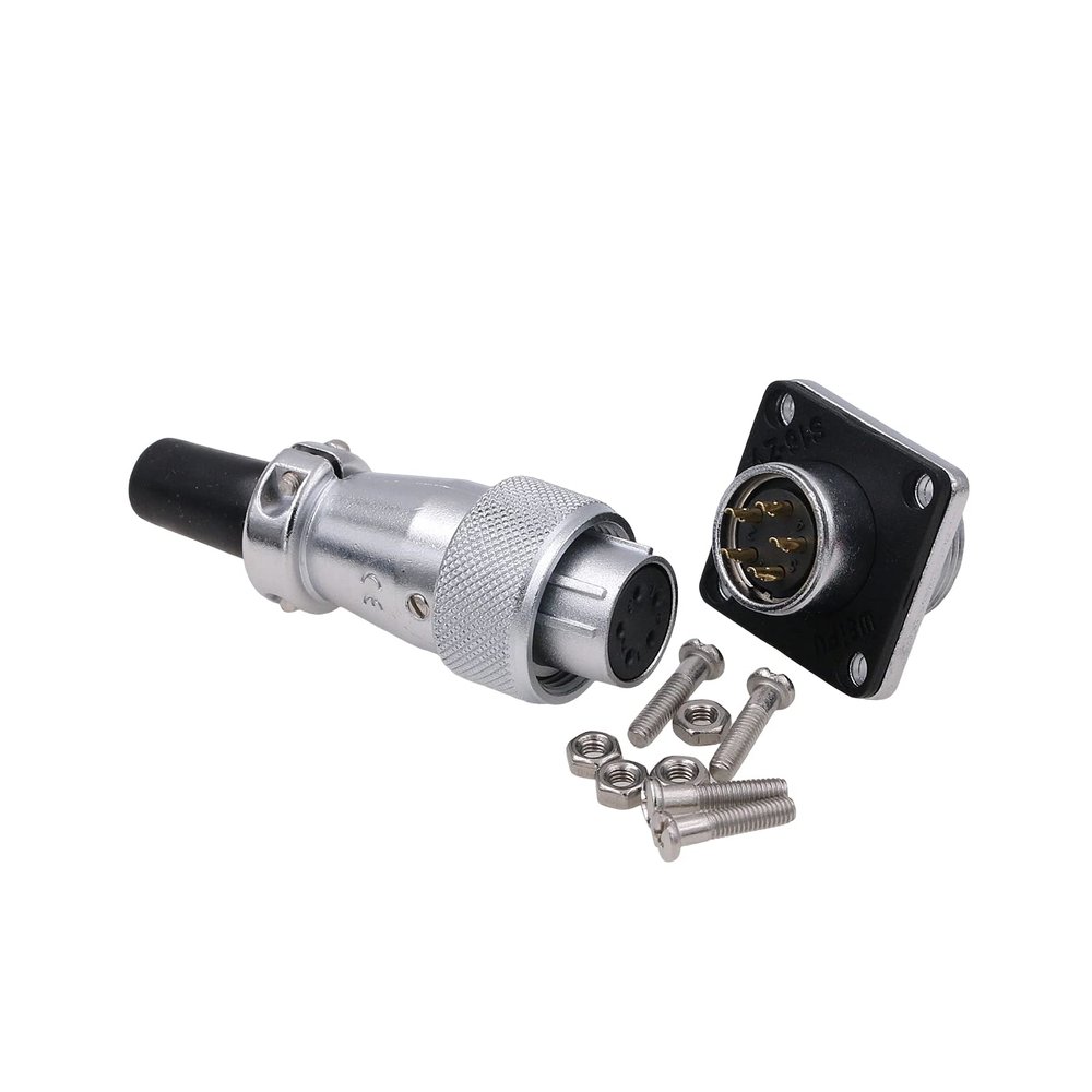 ZBLZGP WS20 Waterproof IP67 Aviation WEIPU Connector Plug Socket M20 Square Panel Mount Electrical Power Metal Thread Connector for Industrial Signal LED (Female Plug and Male Socket, 6Pin 25A/5A)