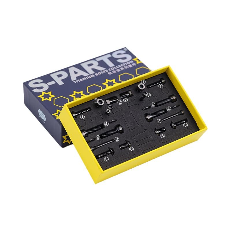 S-PARTS Titanium Disc Brake Screw Set for Magura MT4/5/7/8 and Accessory Screws (Black, MT7)