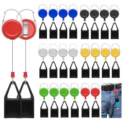 CZBRO 24 Pieces Lighter Leash Retractable Lighter Clip Keychain Assorted Colour Lighter Holder with Classic Lighter Cover Single Clip for Convenience White, Black, Red, Blue, Yellow, Green