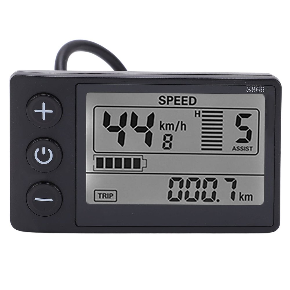 Electric LCD Display, S866 IP65 LCD Display, 24V 36V 48V Control Panel, Lightweight LCD Display Meter, for 22.2mm 0.9in Handlebars