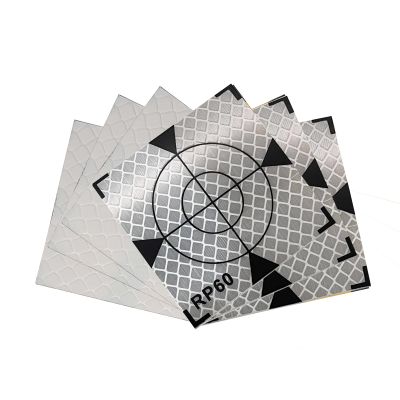 Liyuusi 60X60MM 100PCS Reflector Targets for Total Stations Paste Up Reflector, Survey Target Mark with Black Triangle Reflective Sheet for Total Stations,White