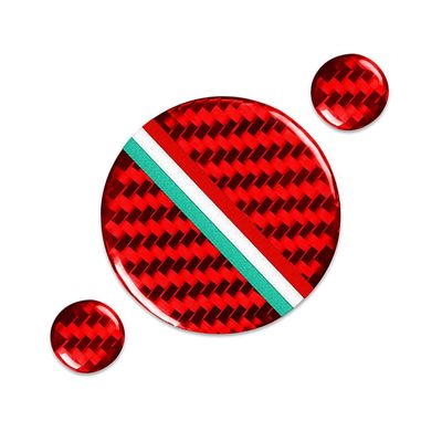 Liru Car Center Console Switch Cover Button Sticker Trim 3Pcs for Alfa Romeo Giulia 17-19 Carbon Fiber Red With Italy Flag