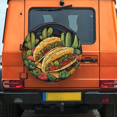 Tacos Spare Tire Cover Dust-Proof Weatherproof Wheel Covers Universal Tire Protectors Personalized Camper Tire Covers for Travel Trailer SUV Truck Travel Accessories
