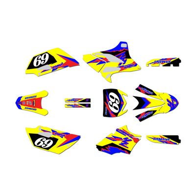 Kalair GFX Graphics Kit for Yamaha YZ85 2015-2018 and 2019-2021 Vintage Series Krazy 16 Mil - Dirt Pit Bike Motorcycle Stickers, Dirtbike Racing Automotive Decal Motocross Accessories no-Plastics