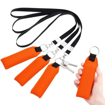 TecUnite Floating Neoprene Boat Keychain with Safety Lanyard 3 Pack Bright Color Floating Key Chain Large Foam Key Float for Fishing Water Sports Surfing(5.5 Inch,Orange)