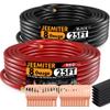 Jeemiter 8 AWG CCA Wire Kit - 50ft Total (25ft Red & 25ft Black) | Complete Power & Ground Cable for Car Audio, Solar, RV | with Lugs & Heat Shrink Tube view 1