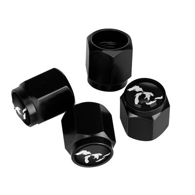 Muishi State of Michigan Great Lakes Tire Valve Stem Caps, Aluminum Black Stem Tire Valve Caps Universal Stem Covers for Cars, SUVs, Trucks, Bikes, Motorcycles, Bicycles (4 Pack)