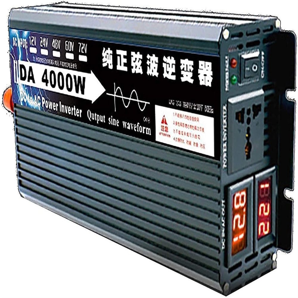 4000W 5000W 8000W Pure Sine Wave Inverter 12V/24V/48V/60V/72V DC to 110V/220V-240V AC,Car Power Inverter with Dual AC Outlets,LCD Display,for Home,RV Vehicle,Road Trips,Camping (Color : 4000W, Size
