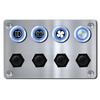 Ambuker 4 Gang 12V Momentary Push Button Switch Panel Antioxidant Aluminum with Blue Light Self-Locking Switches and Manual Reset Circuit Breakers Waterproof Panel for Marine Yacht RV Car Truck view 1