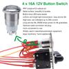Ambuker 4 Gang 12V Momentary Push Button Switch Panel Antioxidant Aluminum with Blue Light Self-Locking Switches and Manual Reset Circuit Breakers Waterproof Panel for Marine Yacht RV Car Truck view 2