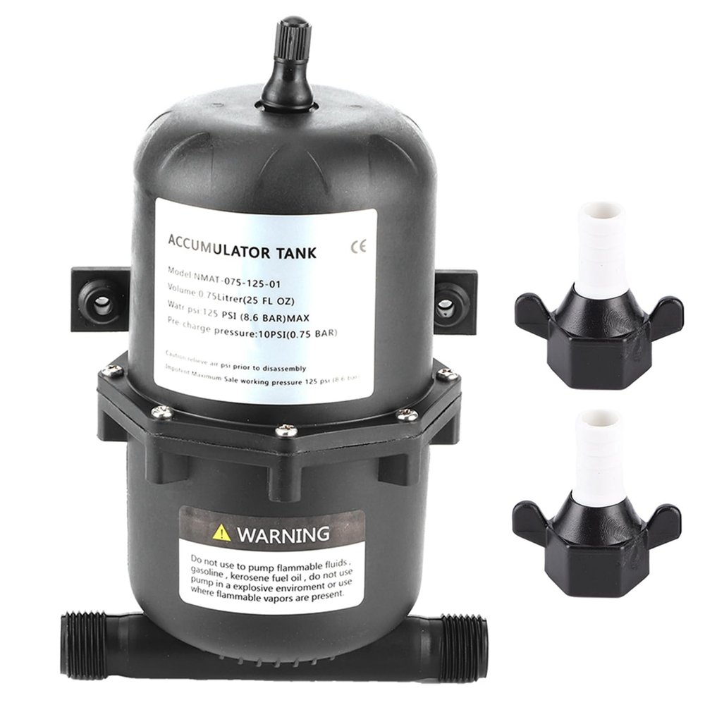 SYH&AQYE Accumulator Tank, NMAT-075-125-01 0.75L Pressure Tank, 1/2in Threaded MNPT Pressure Storage Vessel for Yachts, RV, Boats, Humidifier, Water Purification