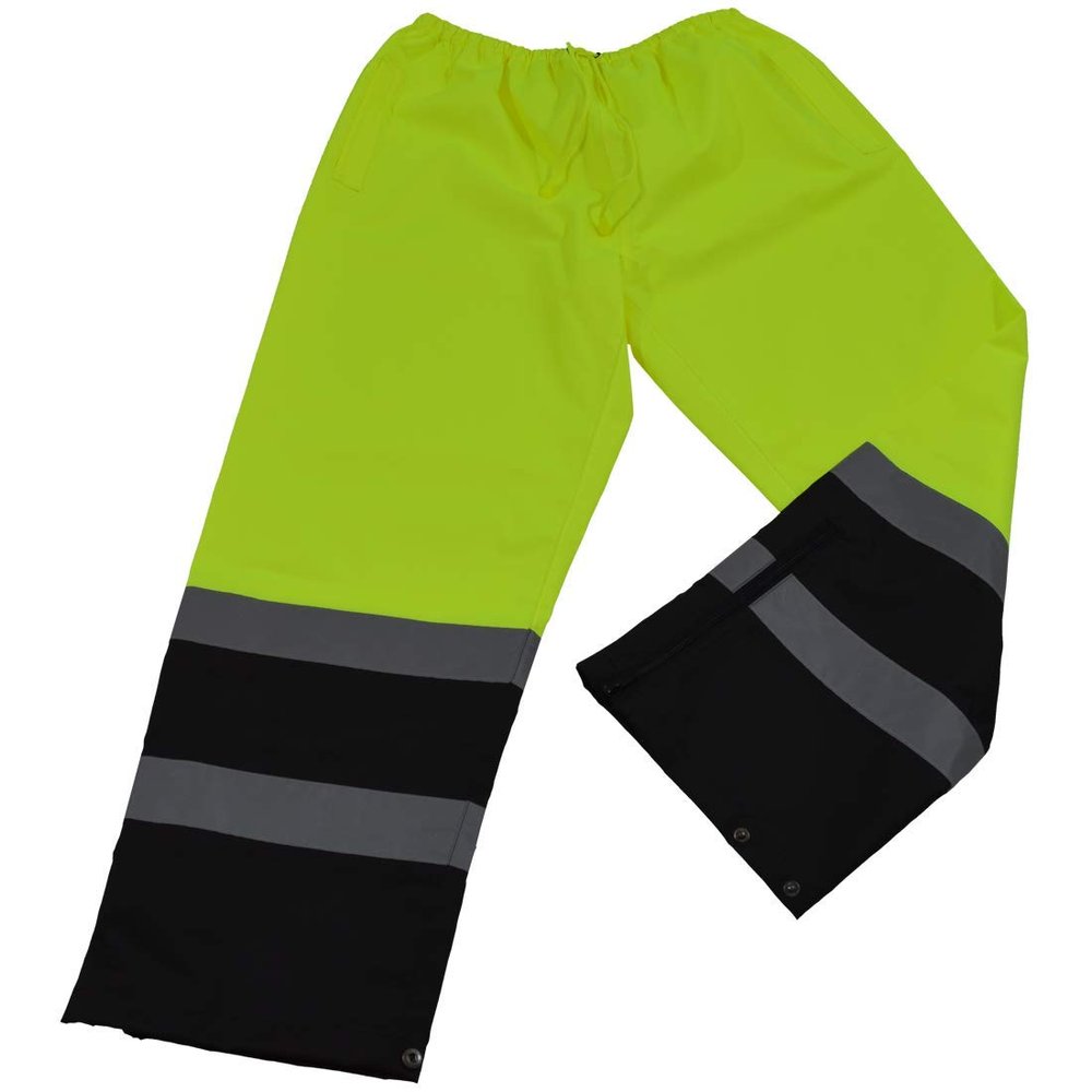 212 Main Rain Pants ANSI-ISEA 107-2004 Class E Waterproof Drawstring Lime & Black - Small