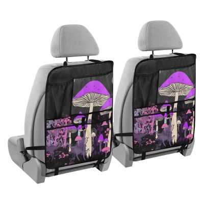 ZENWAWA Car Seat Back Kick Mats Surreal Mushrooms Print, Seatback Protector with Pockets for Tablet Bottle Tissue Book, Auto Storage Organizers 25x18 IN 1 Pack
