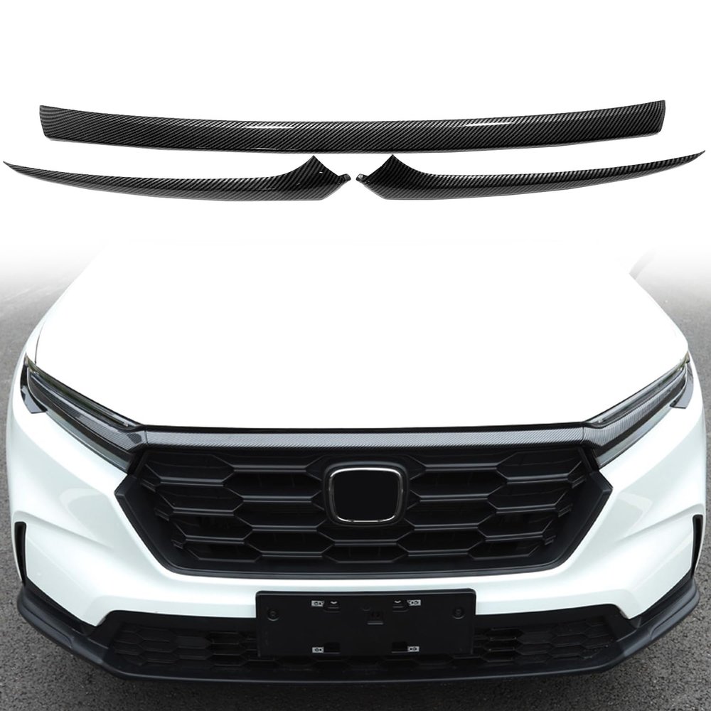 CTH for Honda CR-V CRV 2023 2024 2025 2026 Front Hood Edge Center Grille Upper Decorative Stripe Cover Car Accessories 3pcs (Carbon Fiber Black)