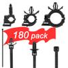 180Pcs Wire Loom Clips for Car Push Mount Zip Ties Assorted Sizes Automotive Fuel Line Cable Ties 6 Inch Wire Holder for Car Zip Ties Anchors Screw Mount Zip Tie Automotive Wiring Clip view 1