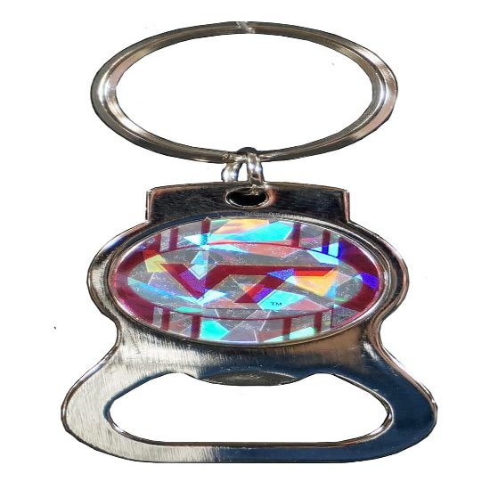 Rico Virginia Tech Hokies Kaleidoscope Reflective Light Silver Keychain and Church Key/Bottle Opener
