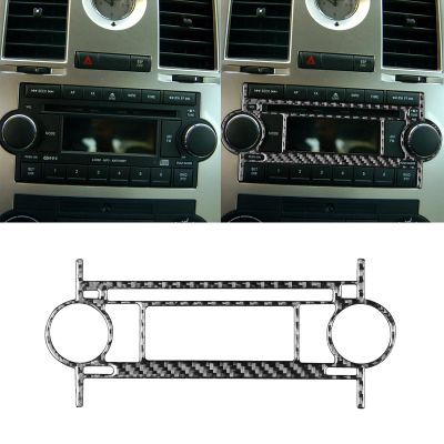 Real Premium Soft Carbon Fiber Interior Accessories Sticker Compatible with Chrysler 300 300C 2005 2006 2007 Car Center Console CD Radio Decoration Frame Decal Style B Black