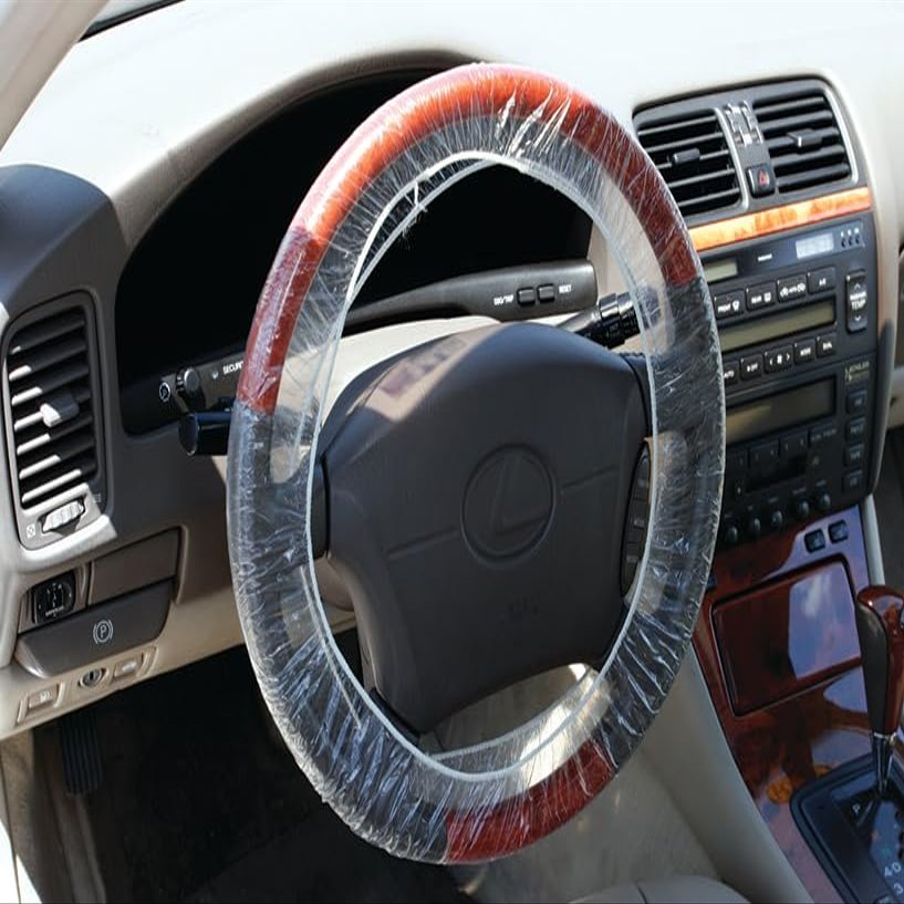 Standard Double Elastic Steering Wheel Covers Clear Universal Fit,500 Pack