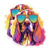 (2 Pack) Basset Hound Dog Stickers - Basset Hound with Sunglasses - Choose FromOver 100 Dog Breeds - 5 Inches On Longest Side - Premium Vinyl - Made in USA - BMCS0309 view 1