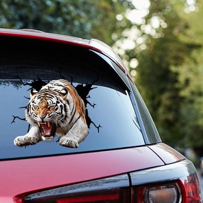 3D Love Tiger Car Decals, Wall Decal Stickers Pack of 2- Realistic Bengal Tiger Stickers for Wall, Vinyl Decals, Bumper Stickers for Car Window Set 8