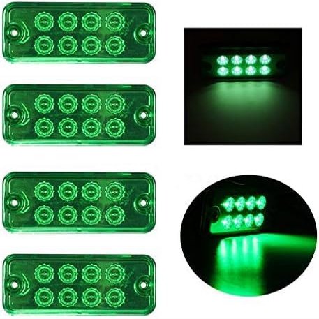 Riloer Set of 4 Trailer Side Marker lights, Surface Mount Indicator Lamp for 12V 24V Truck Trailer RV, Waterproof Clearance Light Lamp for Vehicle, ATVs, Truck, Green Light