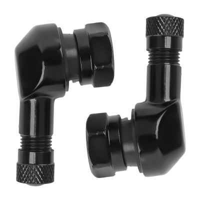 ST shengtuo Black Aluminum 90 Degree CNC Motorcycle Tire Valve Stems TV25AL for Honda, Kawasaki, Suzuki, Yamaha, BMW, 0.453"/11.3mm+0.4mm Valve Hole Dia, Pack of 2