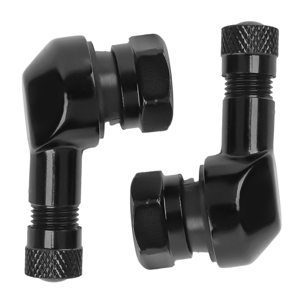 ST shengtuo Black Aluminum 90 Degree CNC Motorcycle Tire Valve Stems TV25AL for Honda, Kawasaki, Suzuki, Yamaha, BMW, 0.453"/11.3mm+0.4mm Valve Hole Dia, Pack of 2