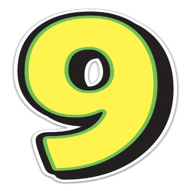Giant Magnetic Numbers 10" 16" - Bright Yellow with Green Border - .024 Magnetic Material for Mailbox Number, Vehicle Numbers, Garage Door Address Signs, Metal Surface Signage, Number 9 - Pack of 3