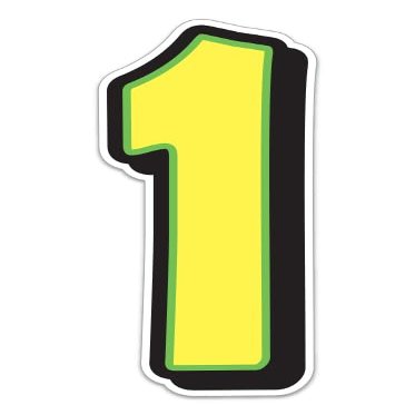 Giant Magnetic Numbers 10" 16" - Bright Yellow with Green Border - .024 Magnetic Material for Mailbox Number, Vehicle Numbers, Garage Door Address Signs, Metal Surface Signage, Number 1 - Pack of 4