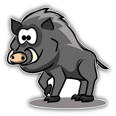 Cartoon Wild Boar Sticker - Durable Adhesive UV-Resistant Waterproof Vinyl Sticker Art Decal for Car Bumper, Laptop, Water Bottle, Wall, and Window, Size - 5'' Longer Side