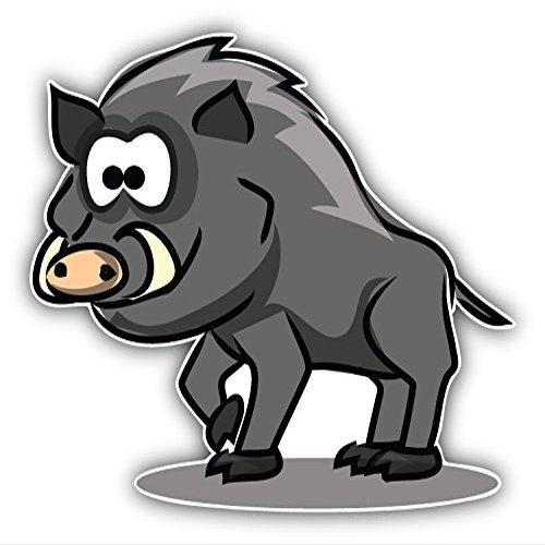 Cartoon Wild Boar Sticker - Durable Adhesive UV-Resistant Waterproof Vinyl Sticker Art Decal for Car Bumper, Laptop, Water Bottle, Wall, and Window, Size - 5'' Longer Side
