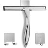 All-Purpose Stainless Steel Shower Squeegee for Shower Glass Door with 2 Adhesive Hooks, Bathroom Cleaner Tool Household Window Mirror Squeegee for Glass Doors, Cleaning Tile Wall, Car, 14 Inch Silver view 1