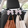 BVGACI 2 Pack Car Purse Hooks, Cute Bow Car Seat Headrest Hook Hanger for Purses and Bags (pink) view 2