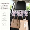 BVGACI 2 Pack Car Purse Hooks, Cute Bow Car Seat Headrest Hook Hanger for Purses and Bags (pink) view 3