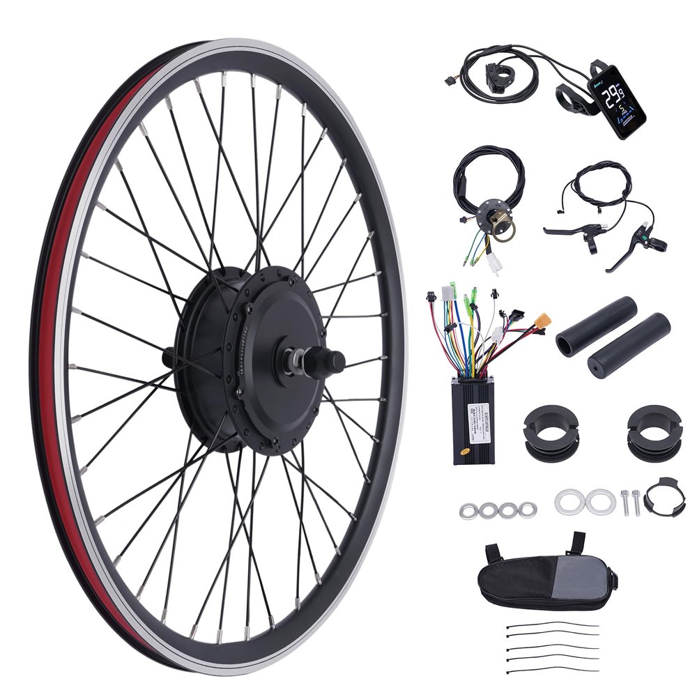 CUBELLIN Electric Bike Conversion Kit 27.5" Front Wheel Hub Motor 36V 500W E-Bike Conversion Kit 5 Speeds Adjustable 40km/H Electric Bicycle Hub Motor Kit with LCD Display