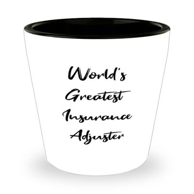 MotorCart Basics Nice Insurance adjuster Gifts, World's Greatest, Insurance adjuster Shot Glass From Team Leader, Ceramic Cup For Coworkers, White