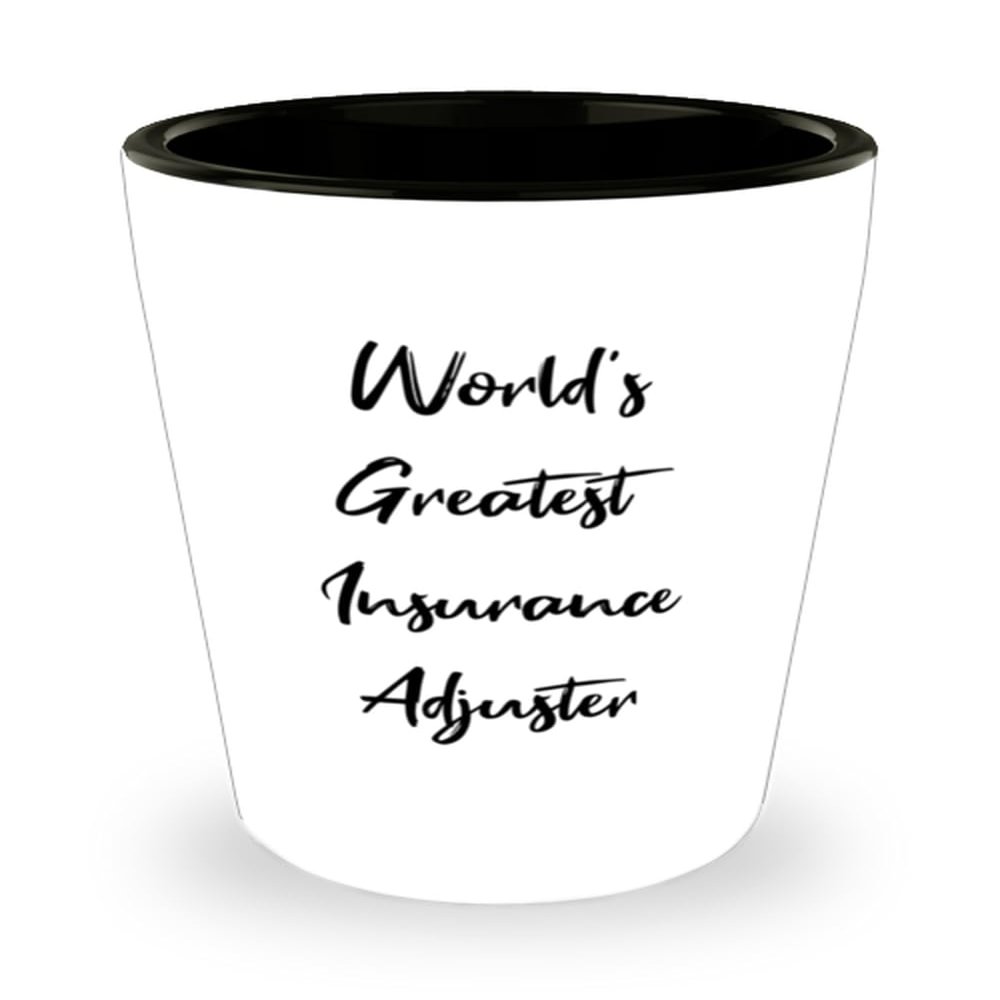 MotorCart Basics Nice Insurance adjuster Gifts, World's Greatest, Insurance adjuster Shot Glass From Team Leader, Ceramic Cup For Coworkers, White